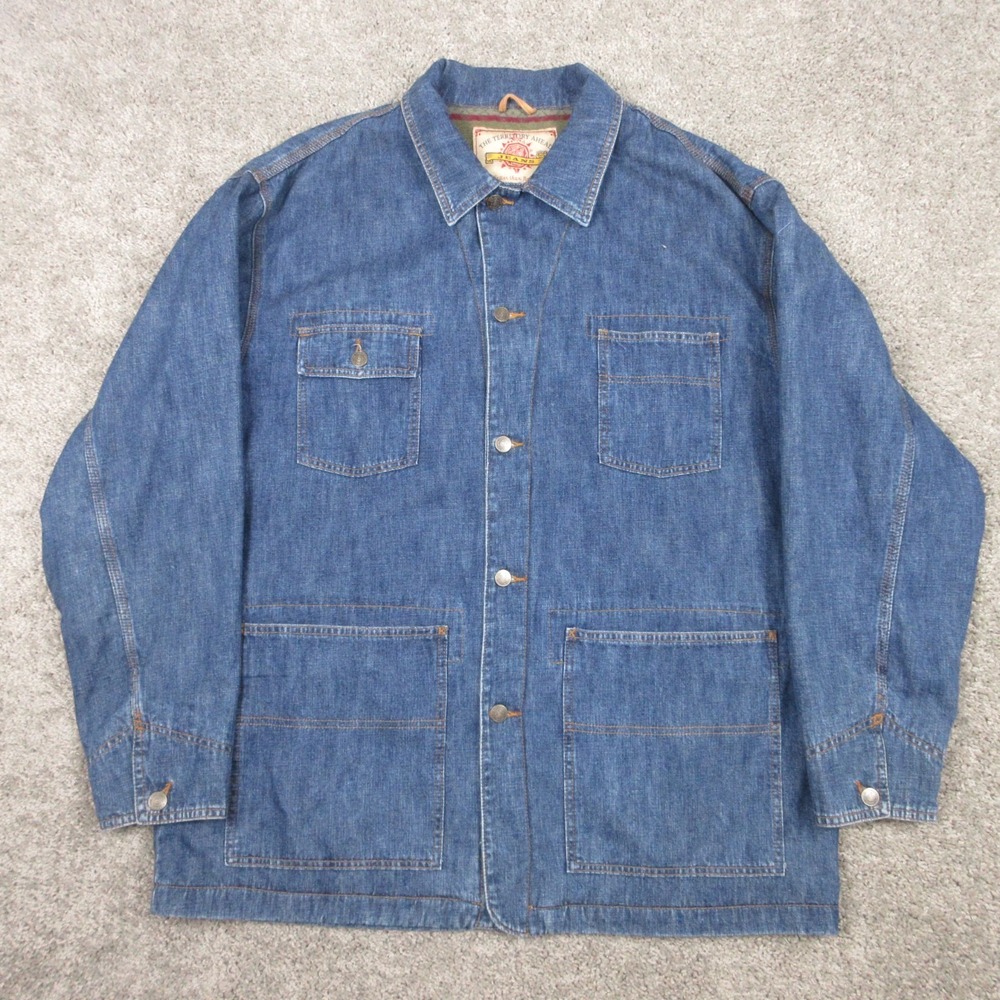 Vintage Territory Ahead Jacket Mens XL Blue Denim Lined Chore Coat Jean Workwear - Picture 2 of 9